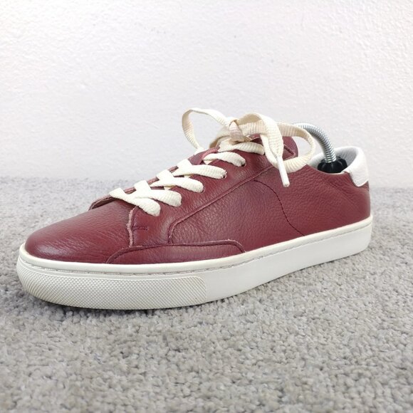 Soludos Ibiza Sneakers Womens Size 8 Shoes Low Top Red Burgundy Leather - Picture 1 of 11
